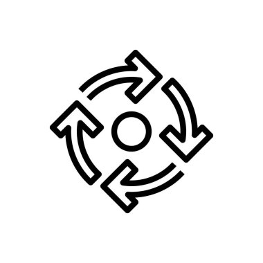 Tekrarlama Döngüsü Simgesi, Süreç Tekrarı için Özet Sembolü, Sürekli Gelişim, Gelişim Döngüsü, Yenileme Aşaması ve Evrimsel Adımlar. Vektör İmzalama Simgesi.