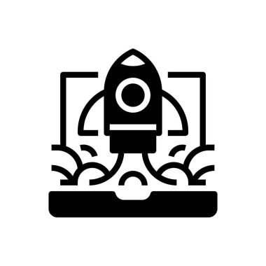 Business Launch Line Icon, Outline Symbol for Grand Exing, Venture Start, Product Release, Ticari Çıkış ve Market Introduction. Vektör İmzalama Simgesi.