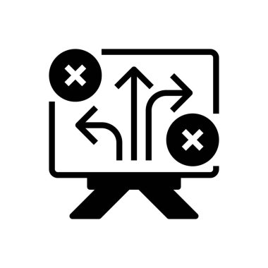 İş Stratejisi Çizgisi Simgesi, Şirket Planlama Sembolü, Taktik Formülasyonu, Hedef Ayarlama, Rekabetçi Yönlendirme ve Yol Haritası Yaratıcılığı. Vektör İmzalama Simgesi.