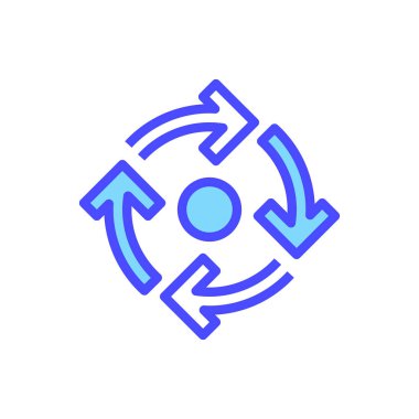 Tekrarlama Döngüsü Simgesi, Süreç Tekrarı için Özet Sembolü, Sürekli Gelişim, Gelişim Döngüsü, Yenileme Aşaması ve Evrimsel Adımlar. Vektör İmzalama Simgesi.