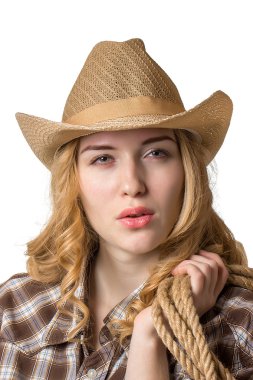 kovboy şapkalı güzel Bayan