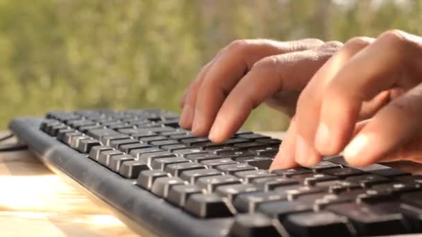 Manos escribiendo en el teclado — Vídeos de Stock