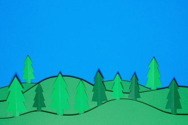Yılbaşı ağacı kağıdı tasarım kağıdı kesiyor. Kağıt kesiği Noel ağaçları. Kağıt Noel