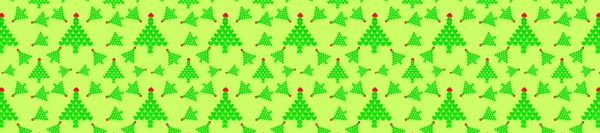 Απρόσκοπτη μοτίβο με πράσινα χριστουγεννιάτικα δέντρα φτιαγμένα από καρδιές. Μεγάλο πανό — Φωτογραφία Αρχείου