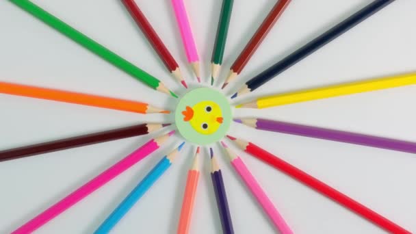 Spinning Colorful School Papelaria Volta Conceito Educação Escolar Aluno Escola — Vídeo de Stock