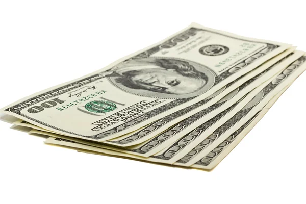 Hundred dollar bills US on white background — Stock Photo, Image