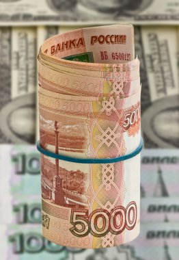 Beş bin Rus ruble dolar arka planı için