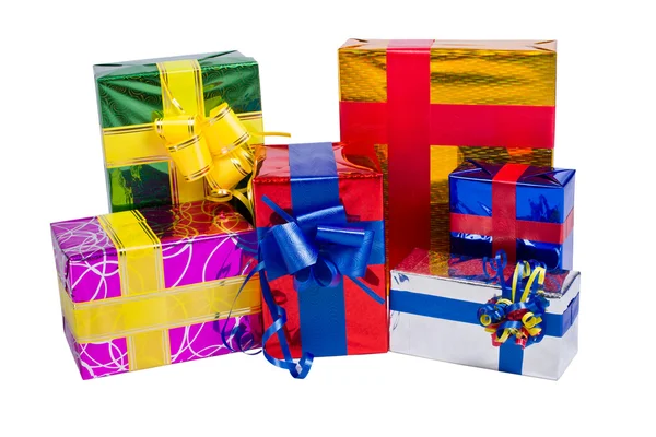 Boîtes multicolores avec cadeaux — Photo