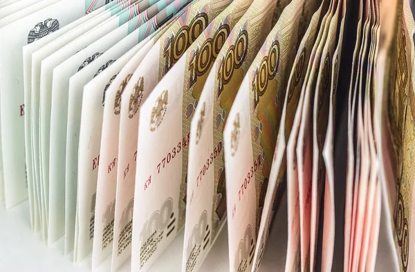 Hintergrund der russischen Banknoten — Stockfoto