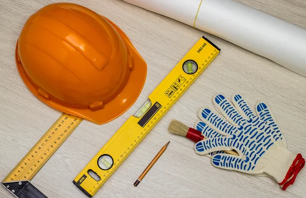 Herramientas y casco de construcción —  Fotos de Stock