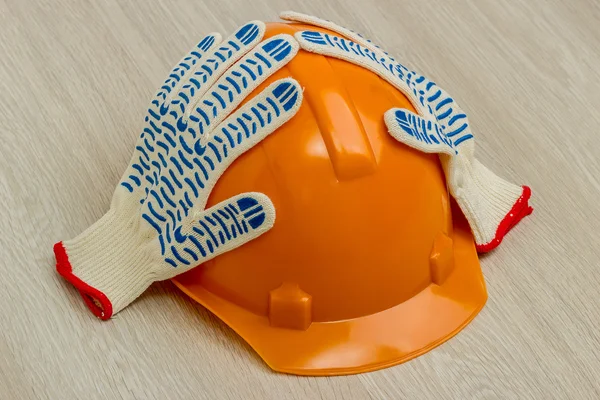 건설 헬멧, 장갑 — 스톡 사진