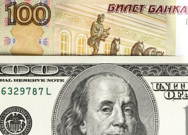 Rus ve Amerikalı banknotların arka plan