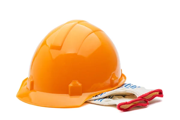 Casco da costruzione e guanti — Foto Stock