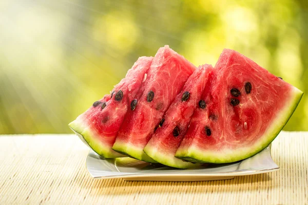 Watermelon Slices on dish — Stock Photo, Image