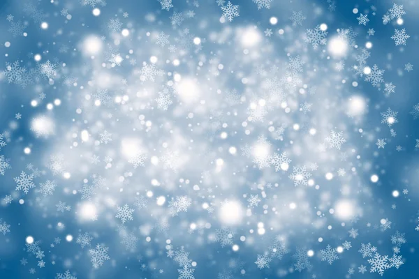 Blurry copos de nieve abstractos de color azul — Foto de Stock