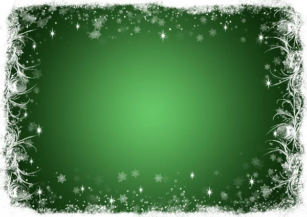 Grüne Weihnachten Hintergrund mit weißem Frost — Stockfoto