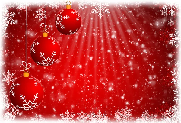 Julgranskulor och röda abstrakt bakgrund. Raster Version — Stockfoto