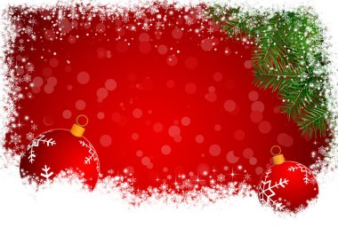 Ladin dalları ile kırmızı Noel arka plan