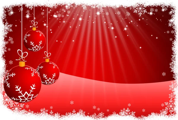 Weihnachtskugeln und roter abstrakter Hintergrund. Raster — Stockfoto