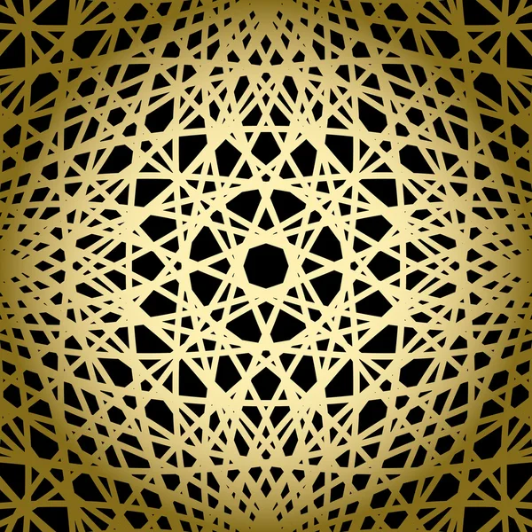 Zwarte achtergrond met gouden gebreide raster - vector patroon — Stockvector
