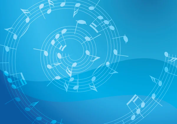 Голубой векторный фон со спиральной музыкой — стоковый вектор