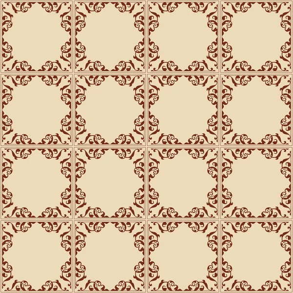 Vintage light brown seamless pattern with squares - vector — Stock Vector