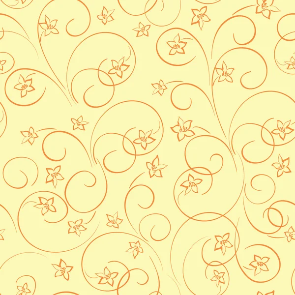 Fundo floral amarelo - padrão sem costura vetor com flores — Vetor de Stock