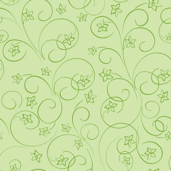 Fundo floral verde claro - padrão sem emenda vetor com flo — Vetor de Stock