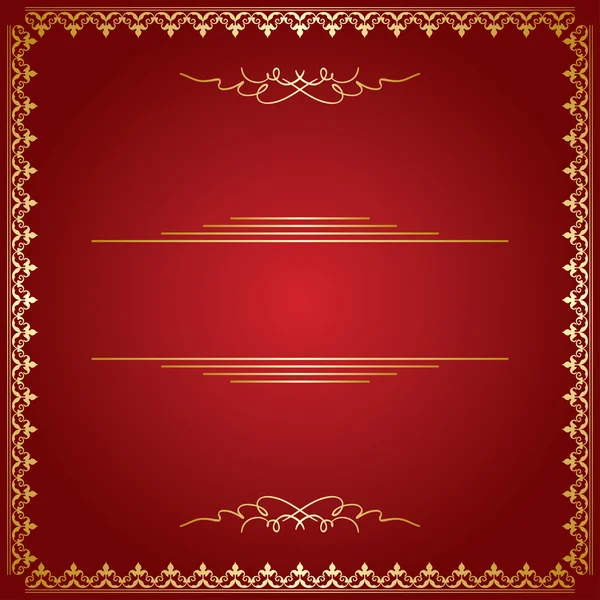 赤の背景ベクトルのゴールデン枠付き — ストックベクタ