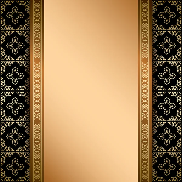 Ornamento negro y oro sobre fondo con gradiente - vector — Vector de stock