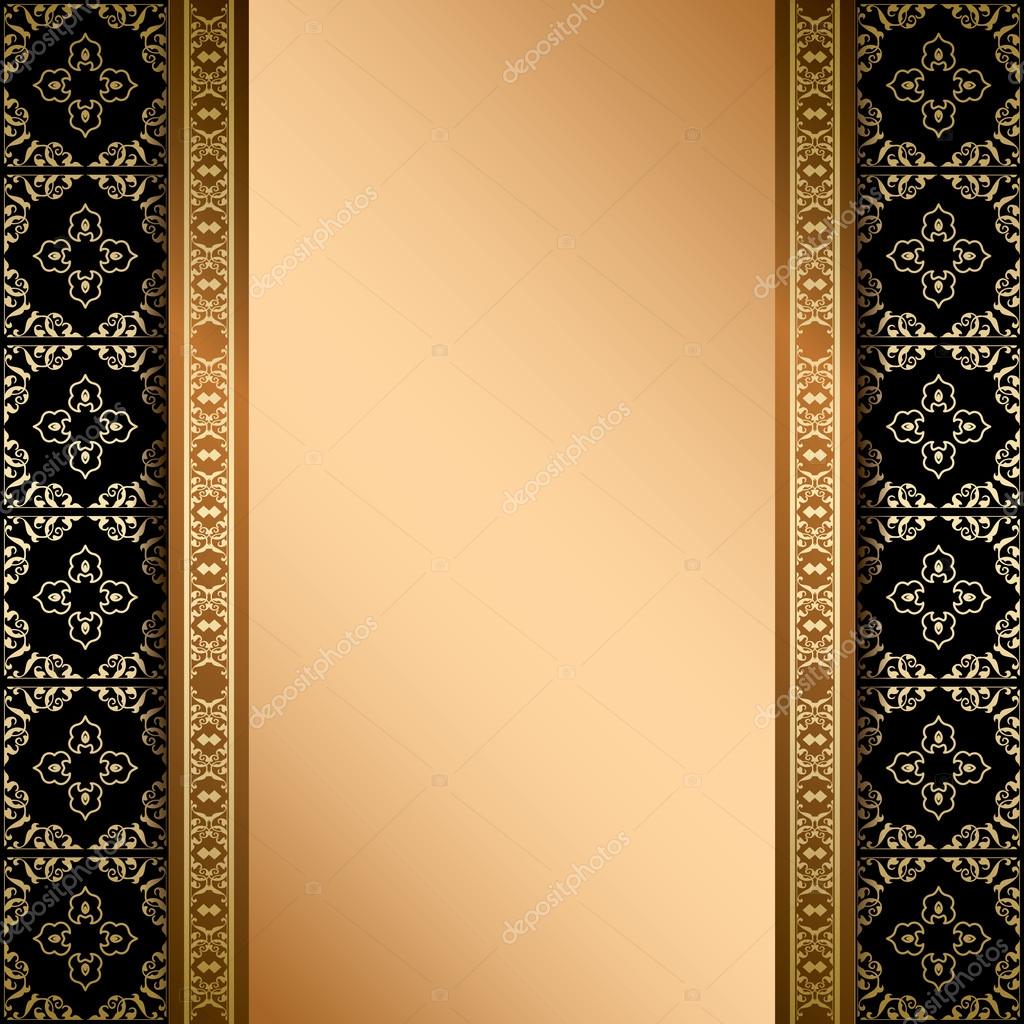Black and gold ornament on background with gradient - vector Stock ...