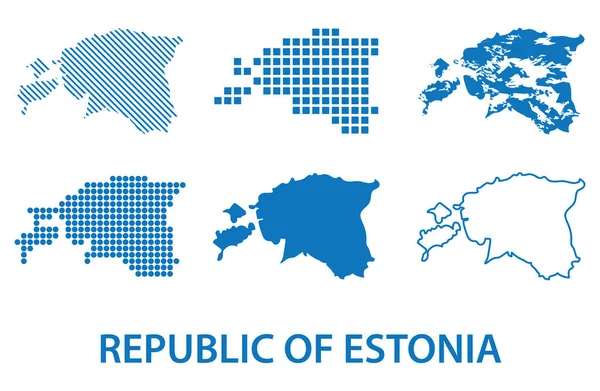 Mapa República Estónia Conjunto Vetorial Silhuetas Diferentes Padrões — Vetor de Stock