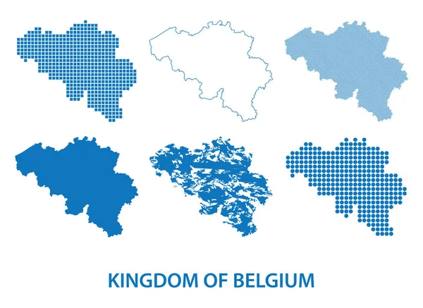 Mapa Reino Bélgica Conjunto Vetorial Silhuetas Diferentes Padrões — Vetor de Stock