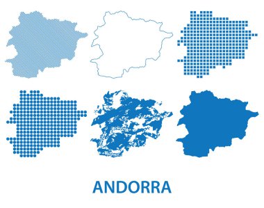 Andorra Prensliği haritası - farklı modellerdeki vektör siluet kümesi