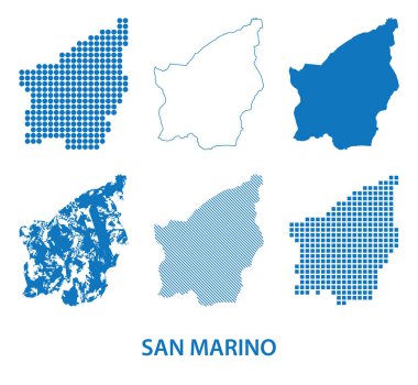 San Marino haritası - farklı şablonlarda vektör kümesi