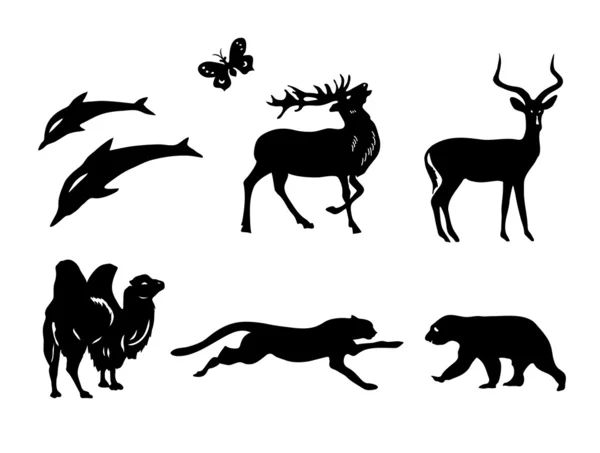 Vector set - silhouettes of animals — Stock Vector