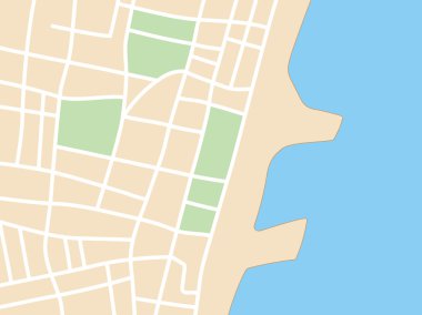 Şehrin kıyı ile plan - vektör