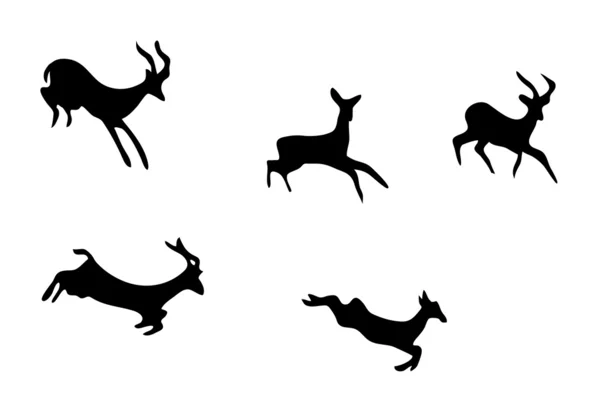 Vector set - silhouettes of mountain goats — Stock Vector