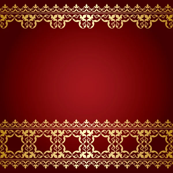 Red and gold background with vintage border - vector — Stock Vector
