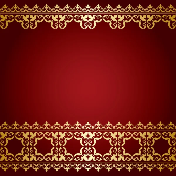 Fondo rojo y oro con borde vintage - vector — Archivo Imágenes Vectoriales