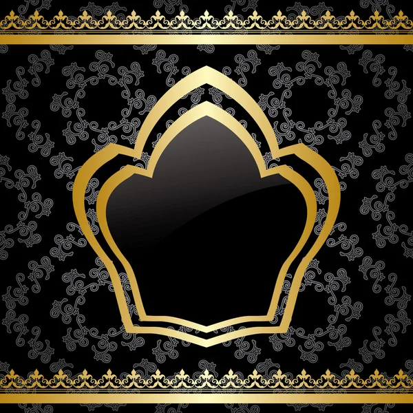 Vecteur fond noir avec cadre héraldique doré — Image vectorielle