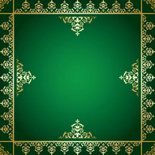 Grüner Hintergrund mit goldenem viktorianischem Ornament - Vektor — Stockvektor