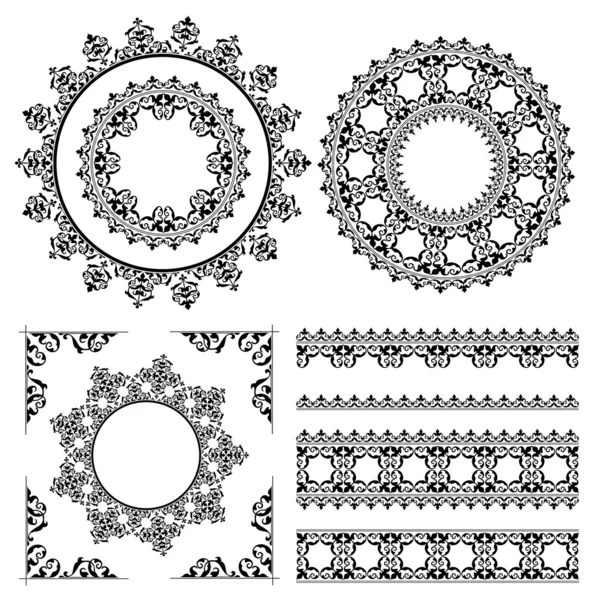 Ornamentos y marcos vintage - conjunto de vectores — Vector de stock