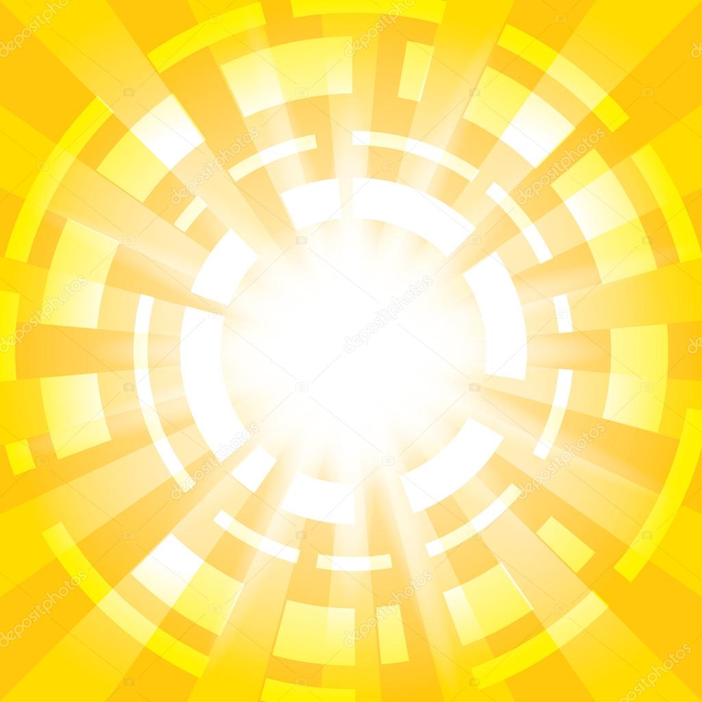 yellow abstract background with radial abstractions - vector