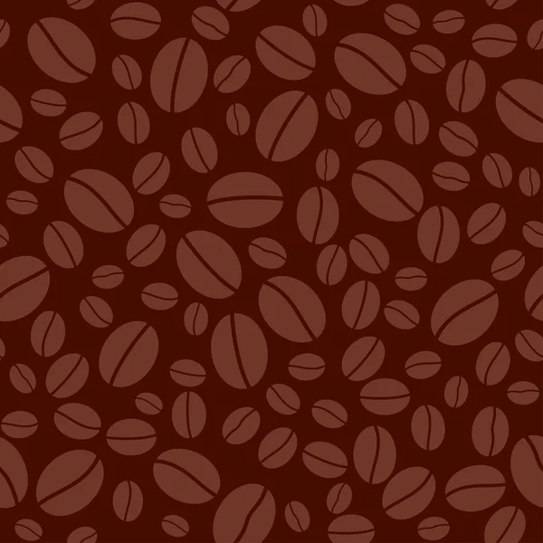 Dark brown seamless pattern with coffee beans - vector — Stock Vector