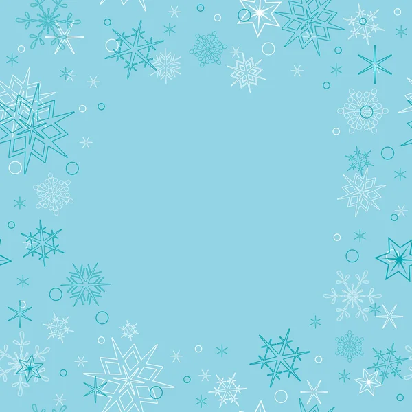 Vektor bakgrund - ljus blå julkort med snöflingor — Stock vektor