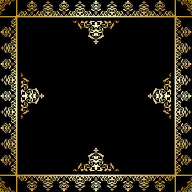 siyah arka plan ile altın Viktorya dönemi süsleme - vektör