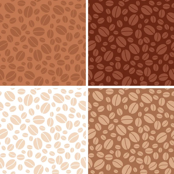 Set - coffee beans brown seamless patterns - vector — Stock Vector