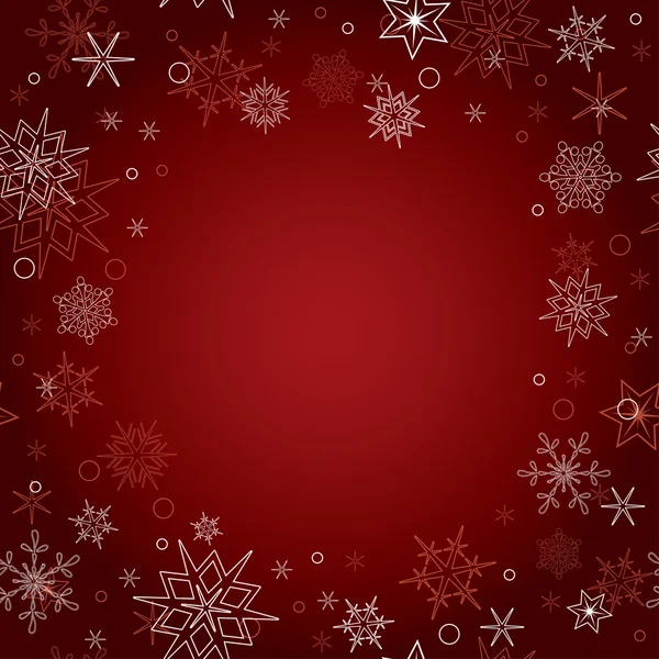 Vector rojo fondo de Navidad con copos de nieve — Vector de stock