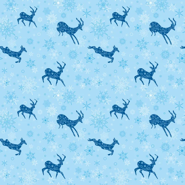 Fondo de Navidad sin costura azul claro con cabras azules - vecto — Vector de stock